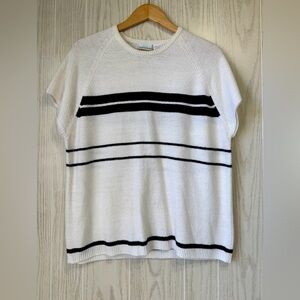 Bobbie Brooks White & Navy Striped Short Sleeve Knit Top Size XL